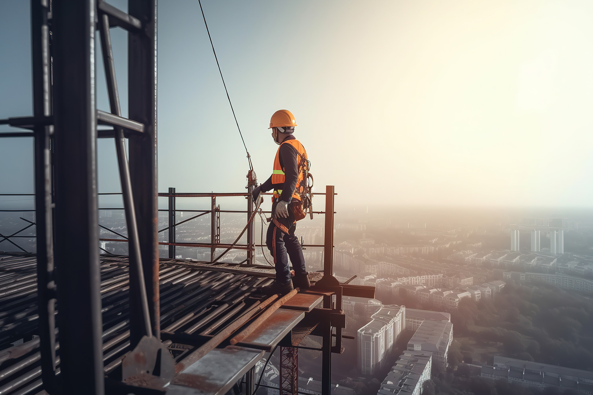 Safety Matters: Fall Protection and Safety: A construction worker using proper fall protection gear.