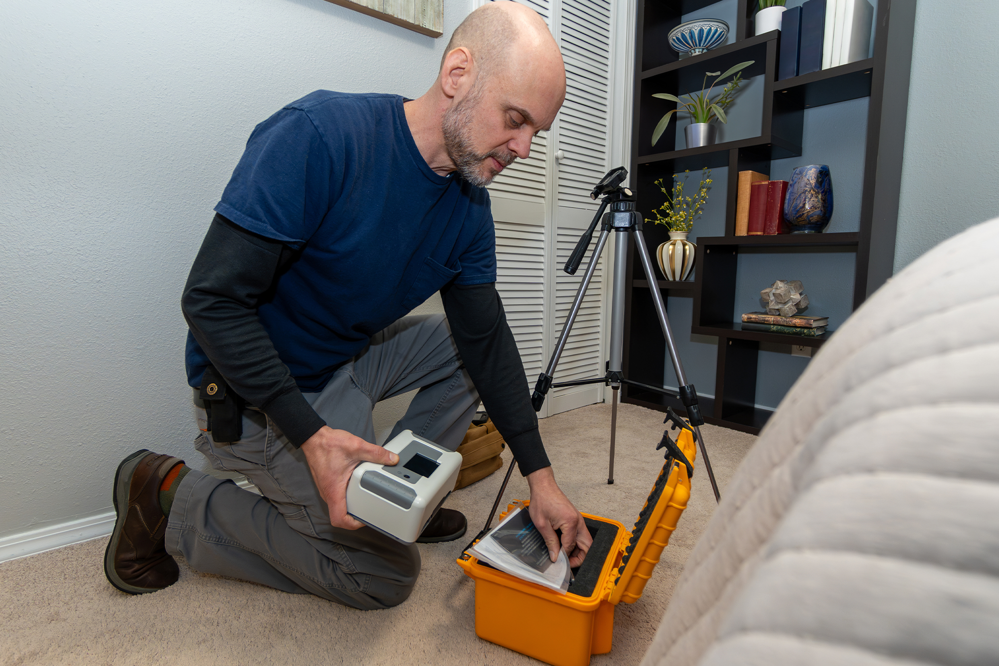 Radon is a naturally occurring radioactive gas produced by the breakdown of uranium in soil, rocks and water. Since the air pressure in a typical home is lower than the pressure in the soil around the foundation, the home acts like a vacuum and draws radon in through cracks in the foundation.